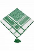 green white traditional shemagh scarf keffiyeh tassel fringe arabic head scarf