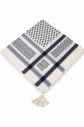 white black keffiyeh shemagh scarf tassel traditional arab headscarf classic pattern