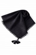 deep black shemagh scarf plain textured keffiyeh tassel arab headscarf premium minimalist black