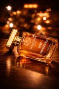 Majestic Deep Indulgence amber perfume bottle with gold cap warm spicy fragrance