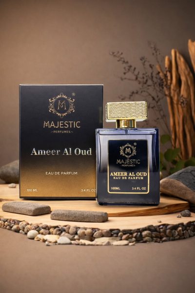 Majestic Ameer Al Oud luxury oud perfume 100ml with gold cap and premium packaging