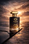 Majestic Heart Pleaser luxury black perfume bottle with gold cap eau de parfum